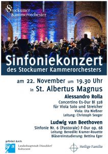 Plakat zum Sinfoniekonzert des Stockumer Kammerorchesters am 22.11.25 um 19:30 Uhr in St. Albertus Magnus
